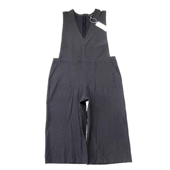 NWT Eileen Fisher V-neck Crop Jumpsuit in Graphite Washable Stretch Crepe PL